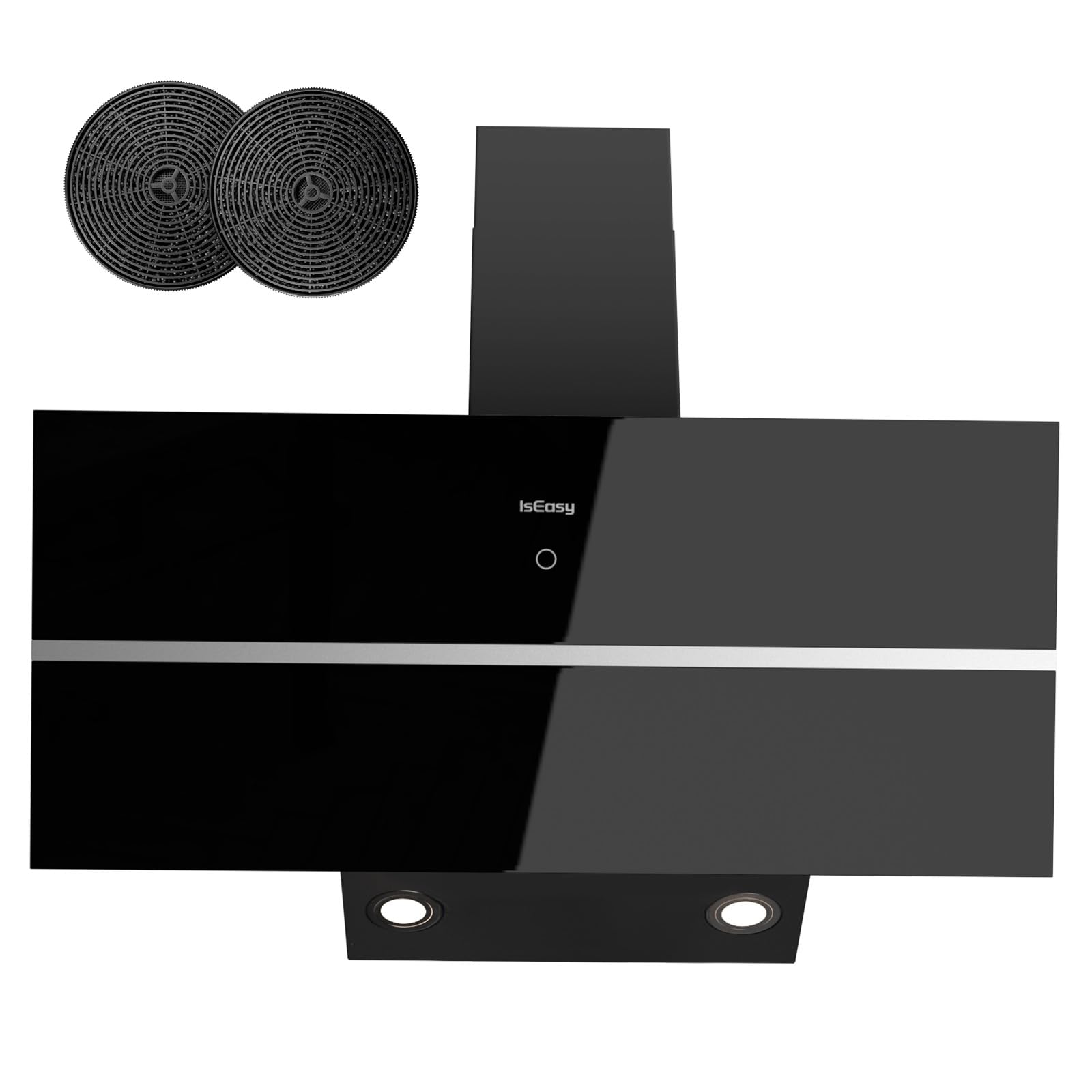 IsEasy Cappa Aspirante 60 cm, 578 m³/h, Cappa da Cucina Silenziosa, Cappa da Parete 4 Velocità, Evacuazione e Riciclaggio, LED Illuminazione, Funzione Spegnimento Differito, 58 dB