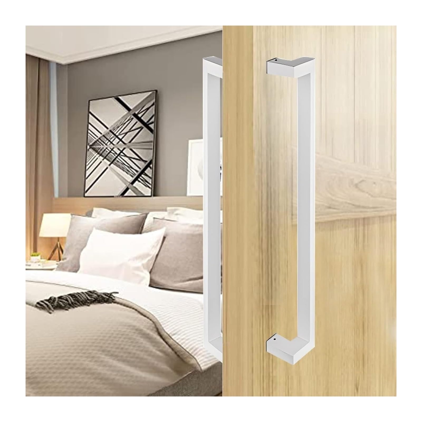 BHGFYXBS Push Pull Door Handle Entry Stainless Steel Sliding Glass Door Pull Push Handles, Easy Install, 24/32/47/59 Inch Long,White-Length 60Cm(23.6Inch),White-Length 60cm(23.6inch)