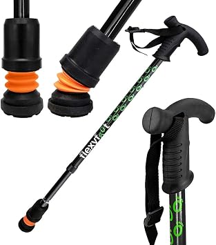 Flexyfoot Shock Absorbing Derby Handle Walking Stick Improved Comfort, Improves Grip, Improves Safety Colour: Black
