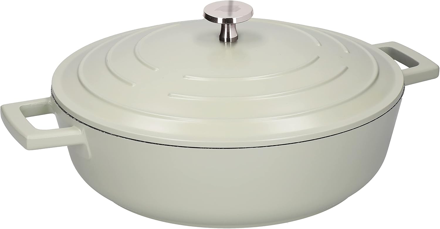 MasterClass Shallow Casserole Dish with Lid, Lightweight Cast Aluminium