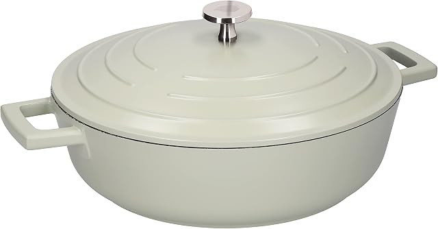 MasterClass Shallow Casserole Dish with Lid, Lightweight Cast Aluminium, Induction Hob and Oven Safe, Mint, 4 Litre/28 cm