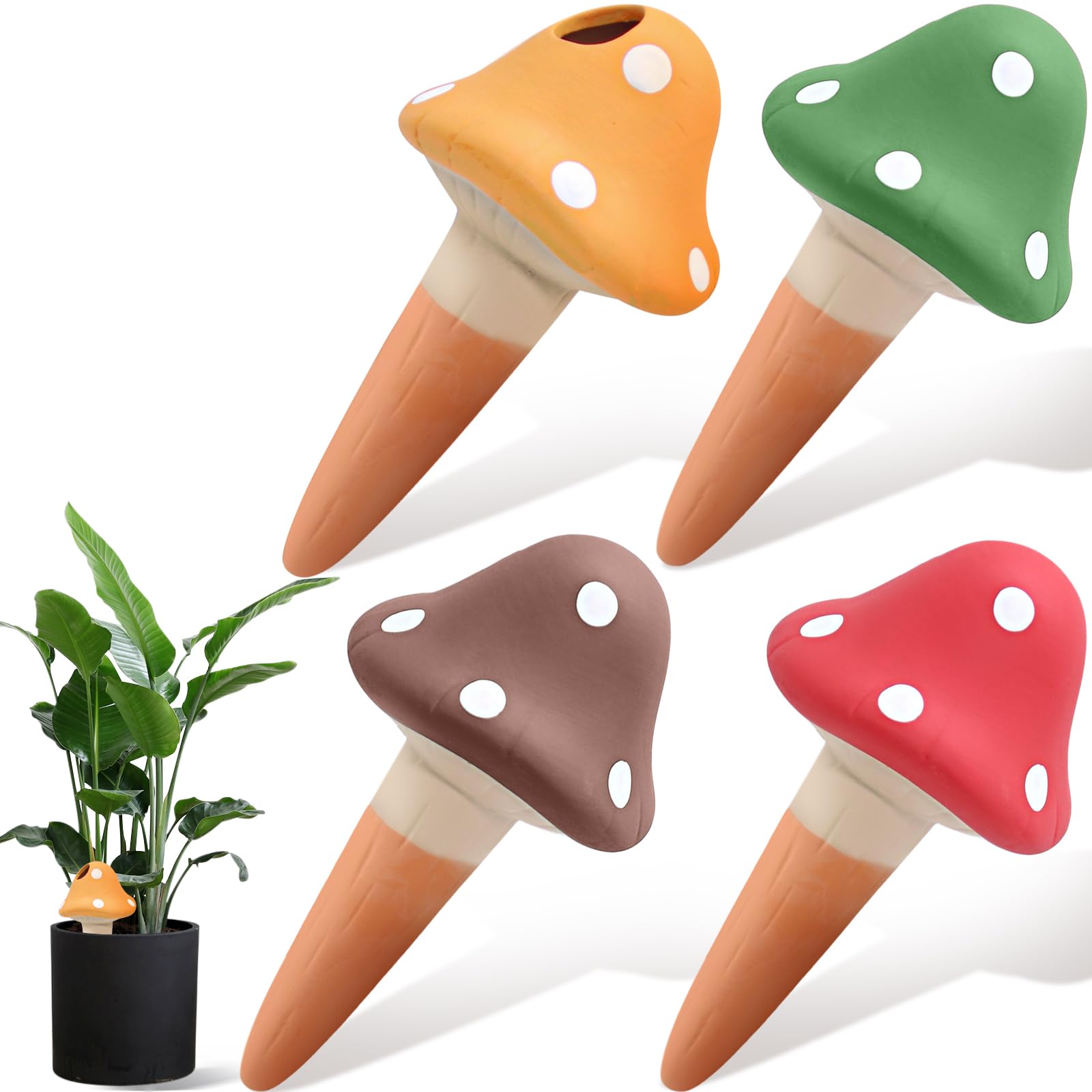 Cloud-Rolling Terracotta Mushroom Self-Watering Spikes