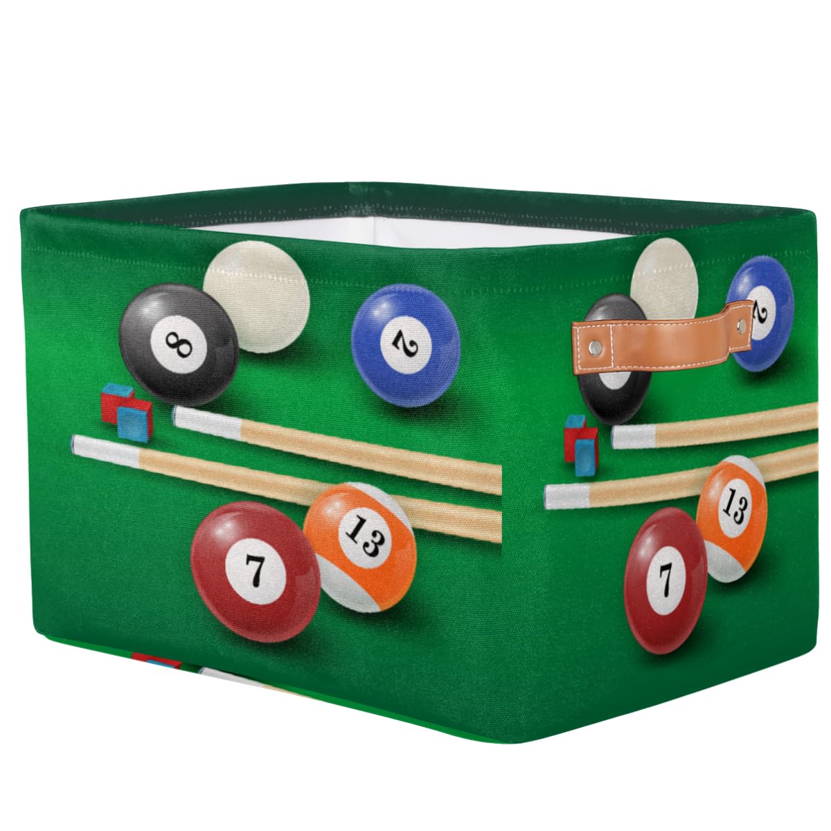 Juego de 2 cajas de almacenamiento grandes para mesa de billar, plegable, de tela, cesta de almacenamiento para dormitorio, 26 L, organizador de juguetes y ropa