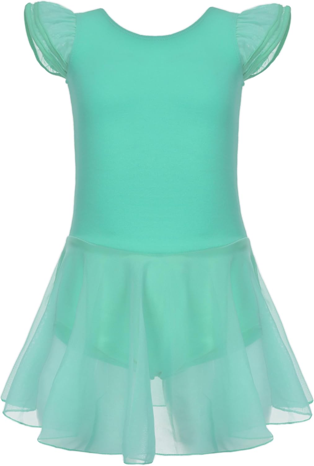 MdnMd Ballet Leotards for Girls Toddler Dance Ballet Leotard with Skirt Ballerina Dresses Tutu Outfits Flutter Sleeve