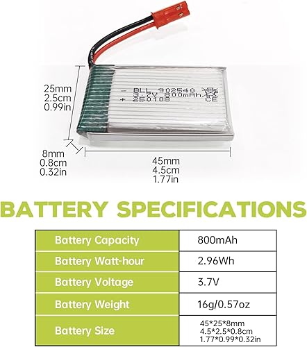 Miniatura 2 de Fytoo 5 unidades 3.7 V 800 mAh batería de litio y 1 cargador de equilibrio 5 en 1 para MJX X400 X400W X800 X300C Sky Viper S670 V950HD V950str s1750