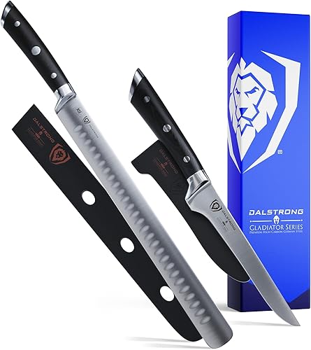 Dalstrong Juego de 2 piezas  Cuchillo para rebanar de 12 pulgadas + cuchillo de pelar de 4 pulgadas  Gladiator Series ELITE  Acero alemán de alto