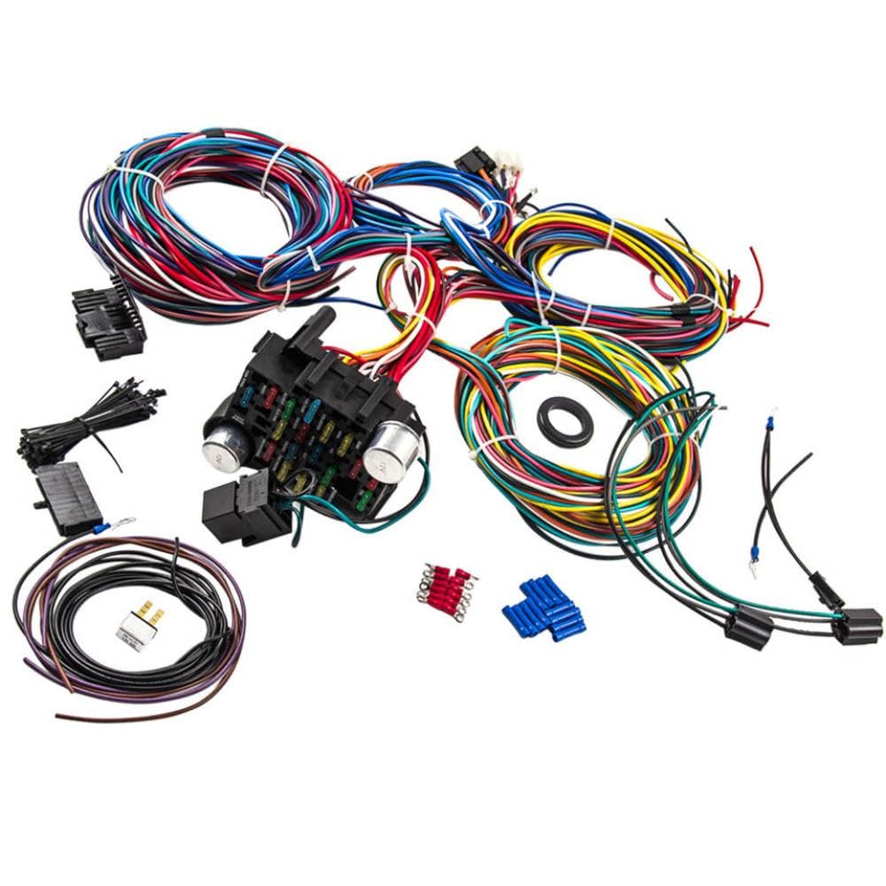 21 Circuitos Arnés de cableado con 17 fusibles y Kit de Conector de Enchufe Compatible con Faros universales