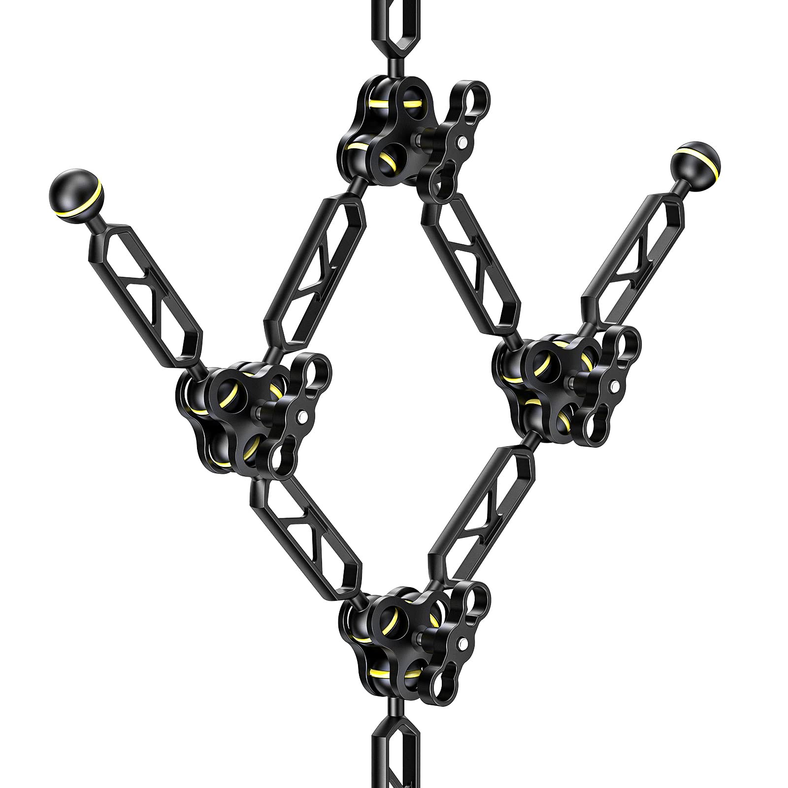 Sea frogs bracci doppi a sfera in alluminio con teste da 1 pollice per collegare luci stroboscopiche o video all'alloggiamento subacqueo (2 pezzi 5"/12,7 cm)