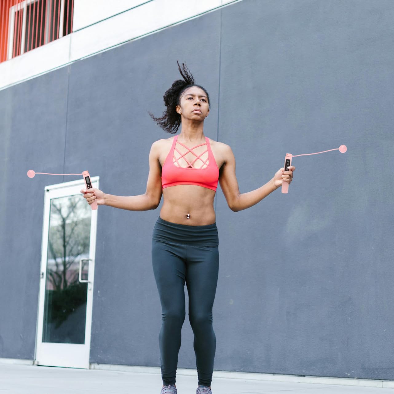ifundom Cuerda De Saltar Inteligente para Adultos con Contador para Fitness con Contador Gruesa con Peso para Abdominales Color Rosa