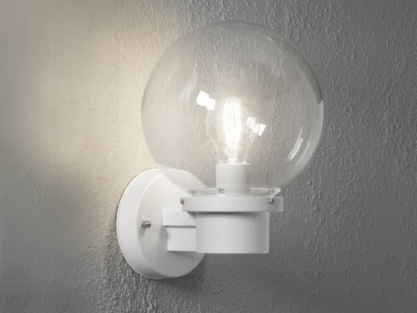 Konstsmide Applique murale d'extérieur LED moderne avec grande boule en verre, blanc