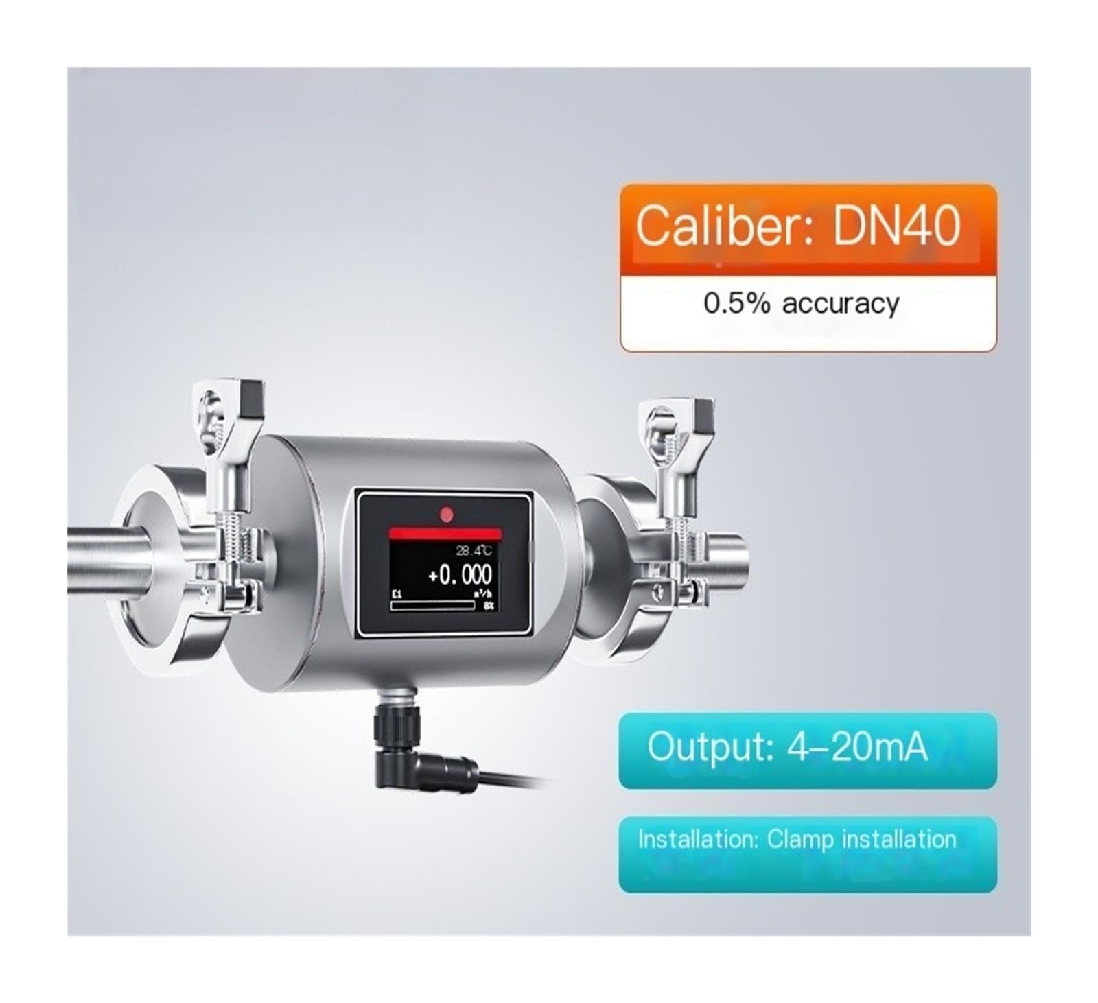 Medidor electromagnético de microflujo, Sensor electrónico de tubería con Pantalla Digital líquida de Agua(DN40)