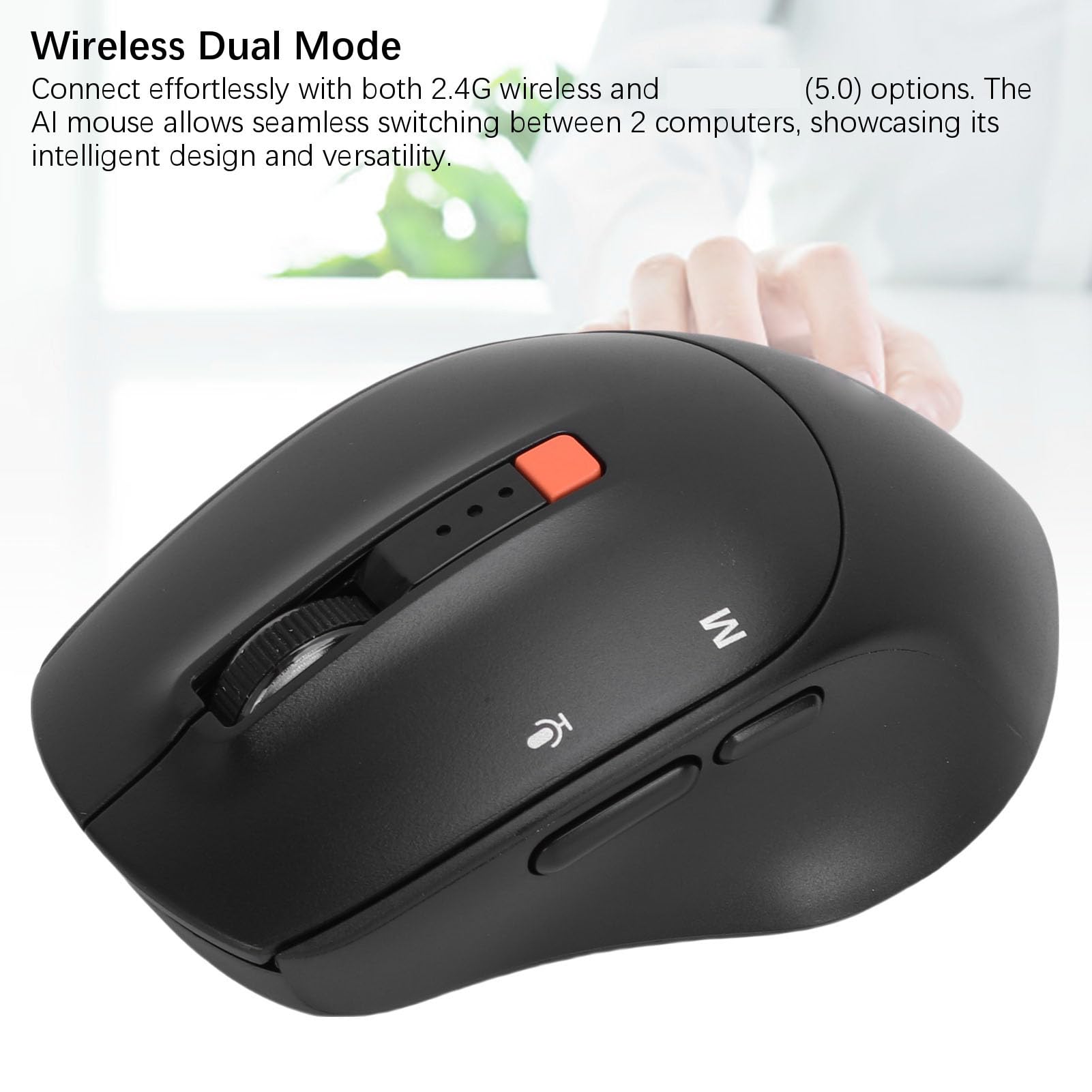Lazmin112 Ratón de Voz Inteligente AI, Inalámbrico 5.0 con 6 Botones para Escritura Inteligente y Escritura, Traducción Tiempo Real, Traducción OCR, Compatible con OS (Black)