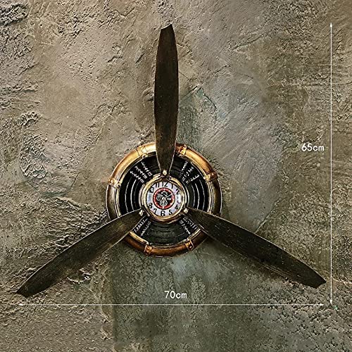 Wruj Airplane Propeller Wall Decor, Metal Vintage Industrial Wall Art Clock, Aviation Pilot Gifts, Office/Bedroom Home Wall Sculptures, L70×H65Cm #TOP2