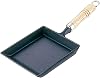 Iwachu Iwachu Tamagoyaki with Wooden Handle Black Baked Coating Internal Dimensions 18×15 cm IH Compatible Nanbu Ironware 24017 Black