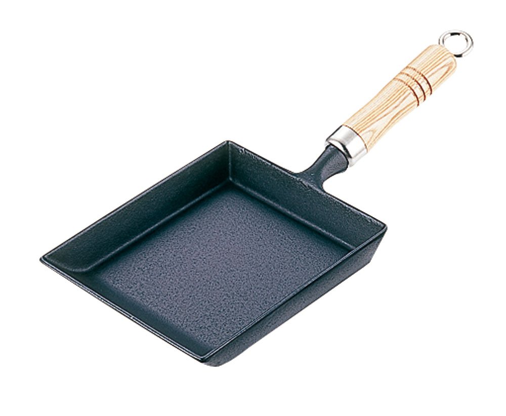 Iwachu Square Frying Pan 18 x 15 7 5 cm Black Non-Stick Wood Handle Induction Compatible
