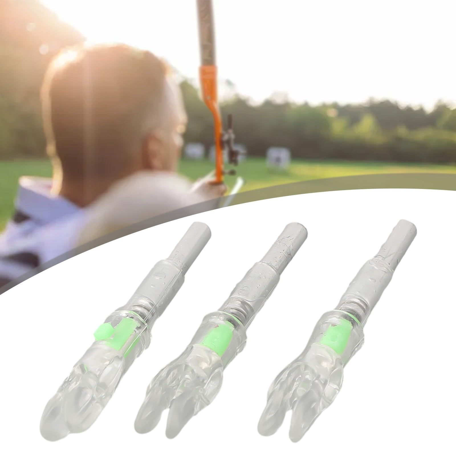 Lot de 3 encoches de flèche lumineuses à LED de 4,2 mm, pour pointes fluorescentes rouge/bleu/vert, pour allumage automatique lors de la prise de vue, batterie longue durée, matériau PE, pour