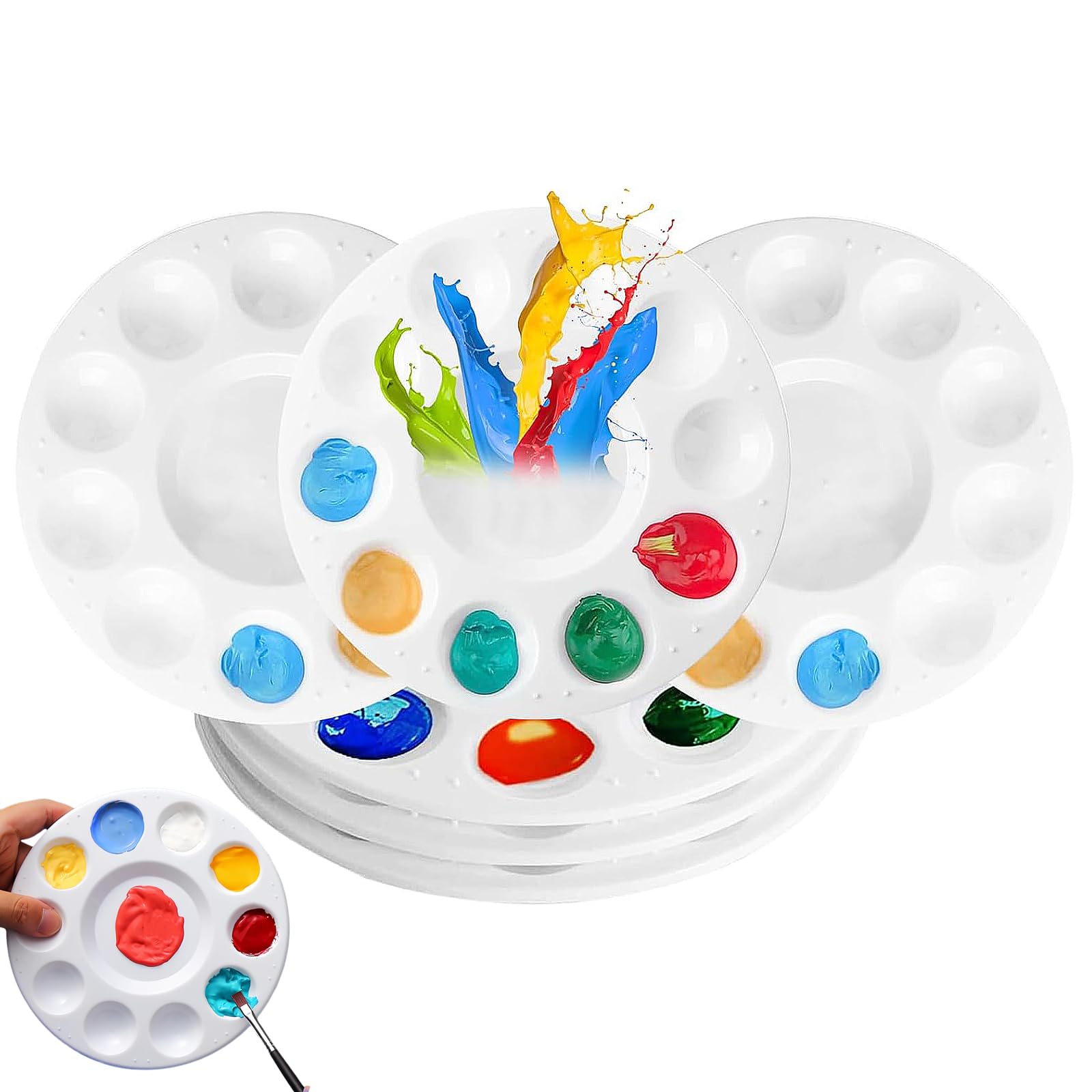 6 PCS Paint Palettes Round, Paint Mixing Palette, Painting Palette, Paint Pallets, for Painting and Oil DIY Craft Professional Art Painting(White 16cm)