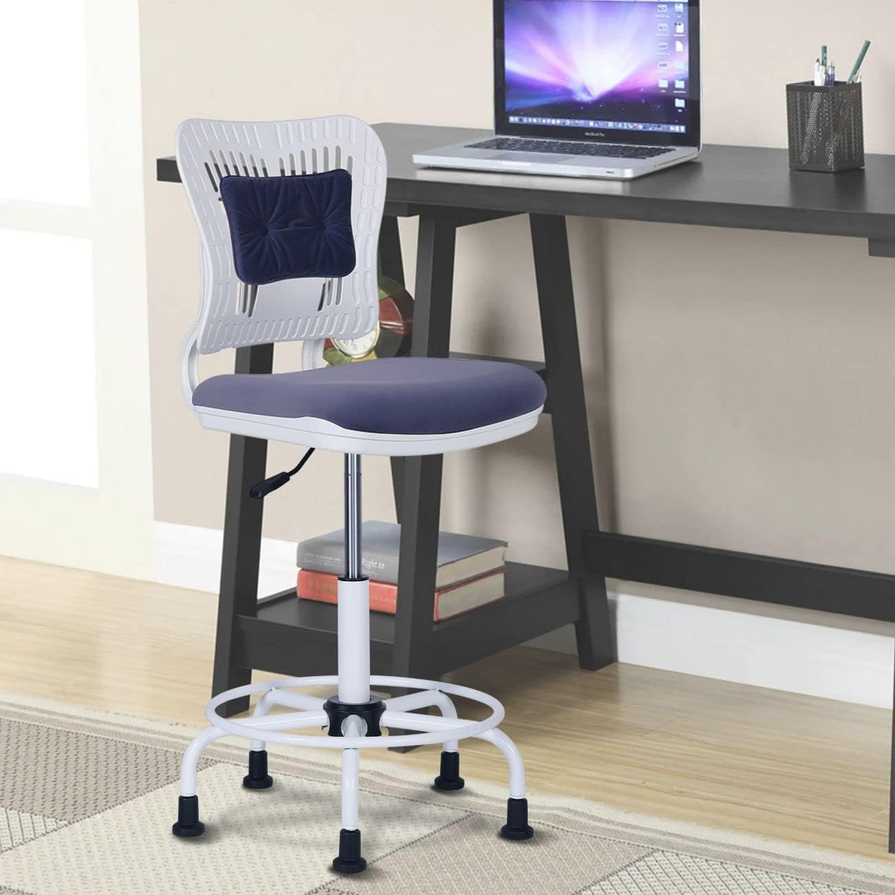 GLUCOQ Velvet Swivel Chair,Adjustable Drafting Chair