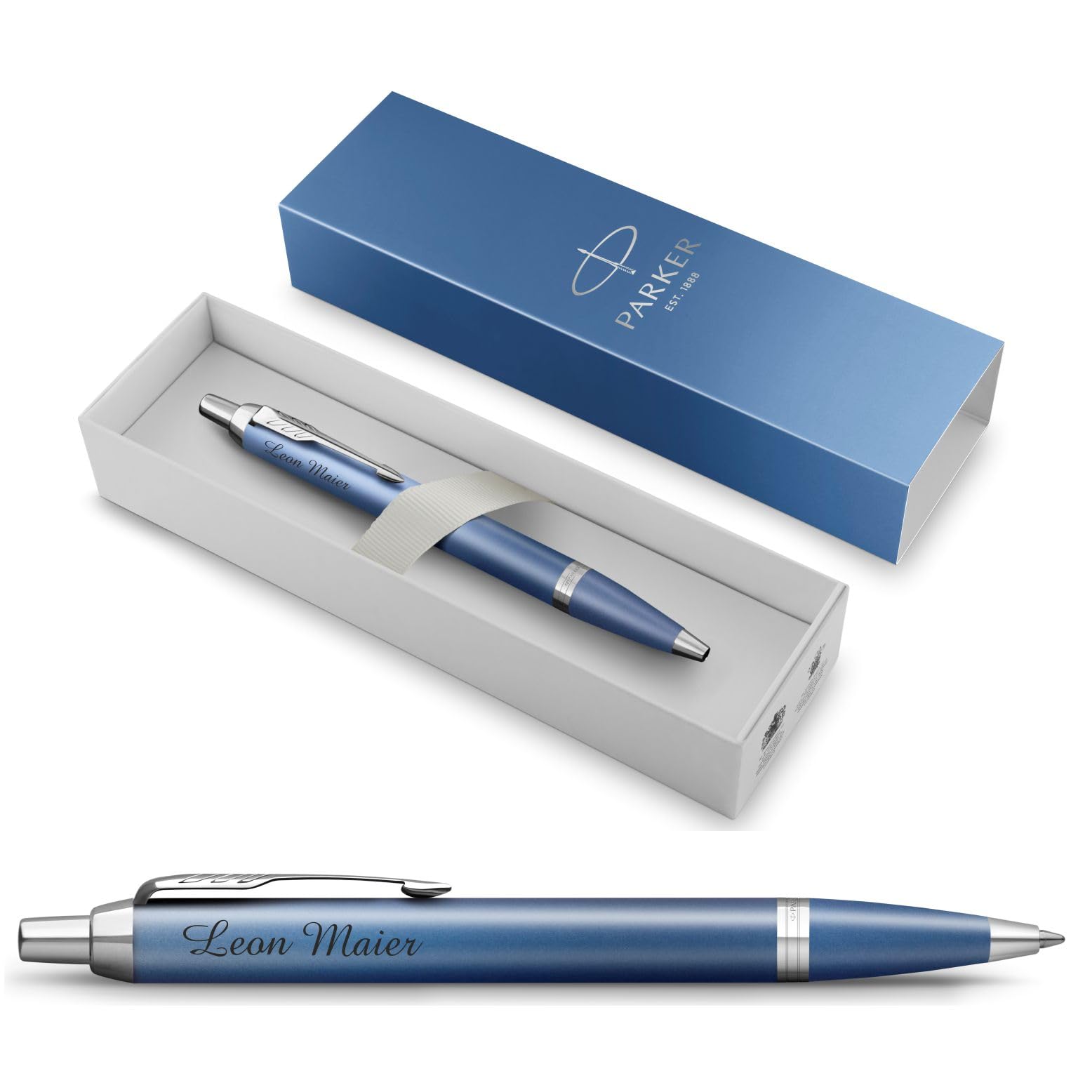 PARKER IM Rituals - Stylo à bille Blue CT avec gravure - De qualité supérieure - Boîte cadeau - Cadeau personnalisé - Anniversaire - Bleu