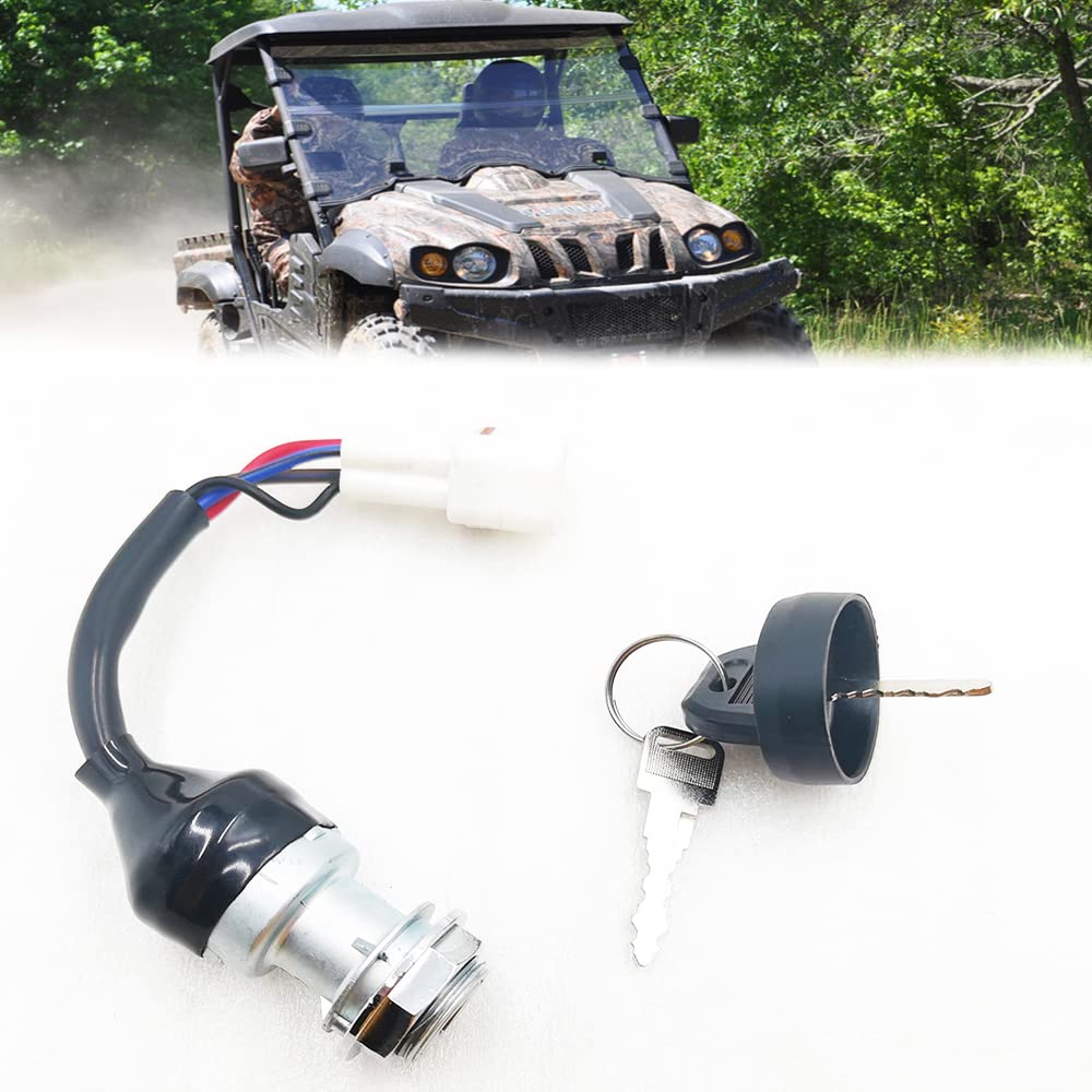 Chikia Hisun Ignition Key Switch 4 Wires（on The Dash） Replacement for Hisun UTV 400 500 700 800 Massimo MSU500 700,Axis 500 700,Coleman UT400,Bennche,Cub Cadet