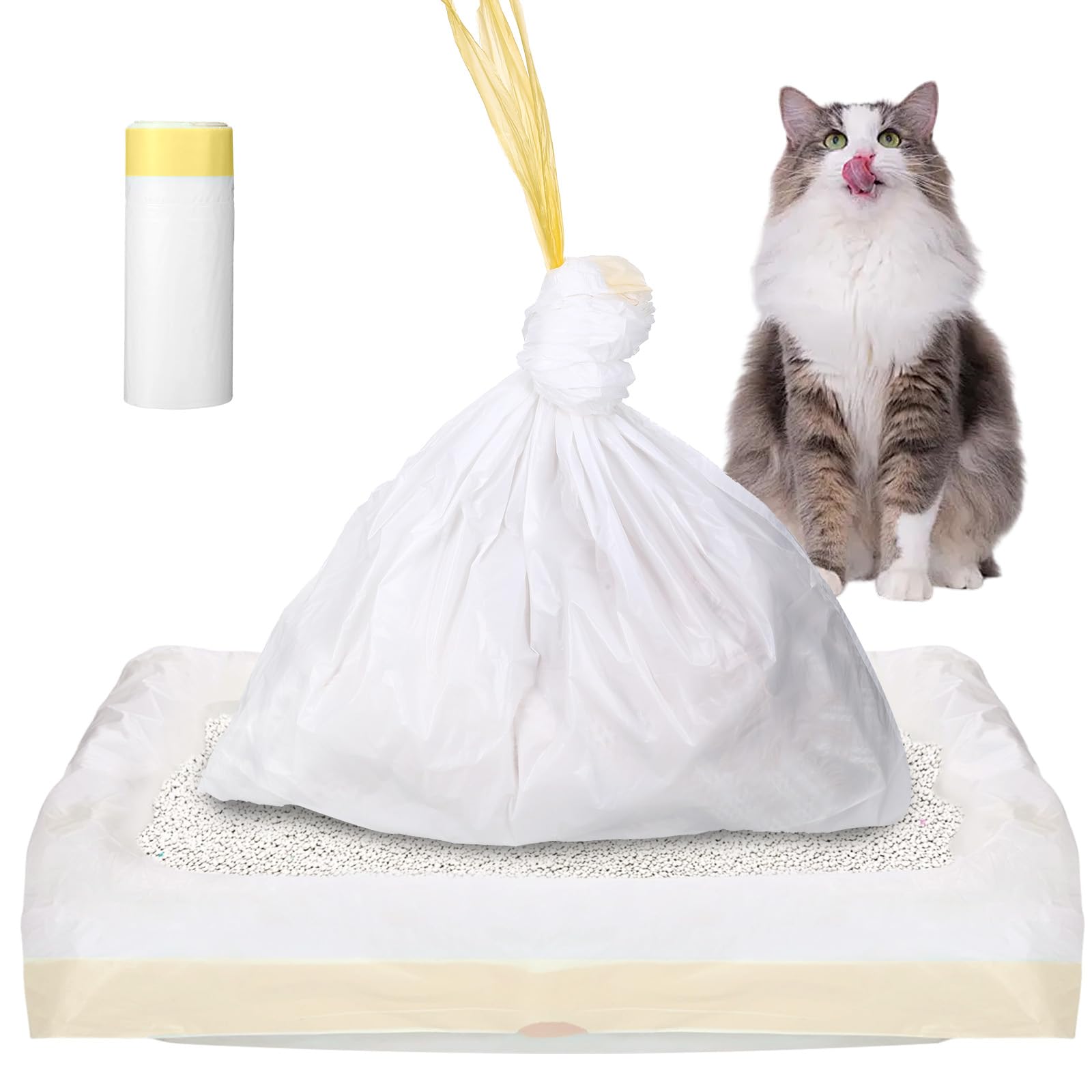 20 sacchetti per lettiera per gatti, sacchetti per lettiera per gatti, con cordino, sacchetti igienici, per lettiera per gatti, XXL, resistenti agli strappi, durevoli (79 x 45 cm)