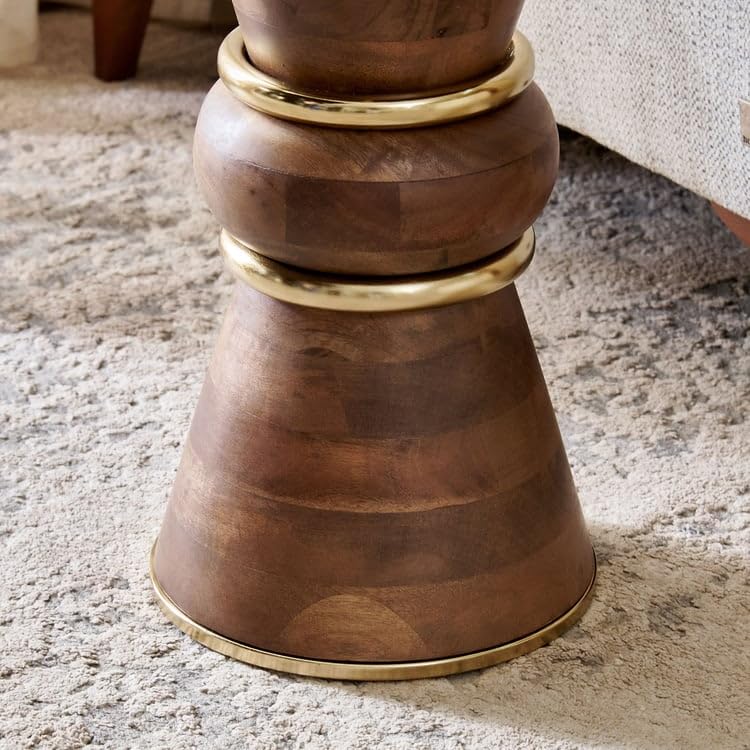 Image of Home Centre | ECLAT Mango Wood Top Accent Table | Table for Home | Walnut | 1 Year Warranty