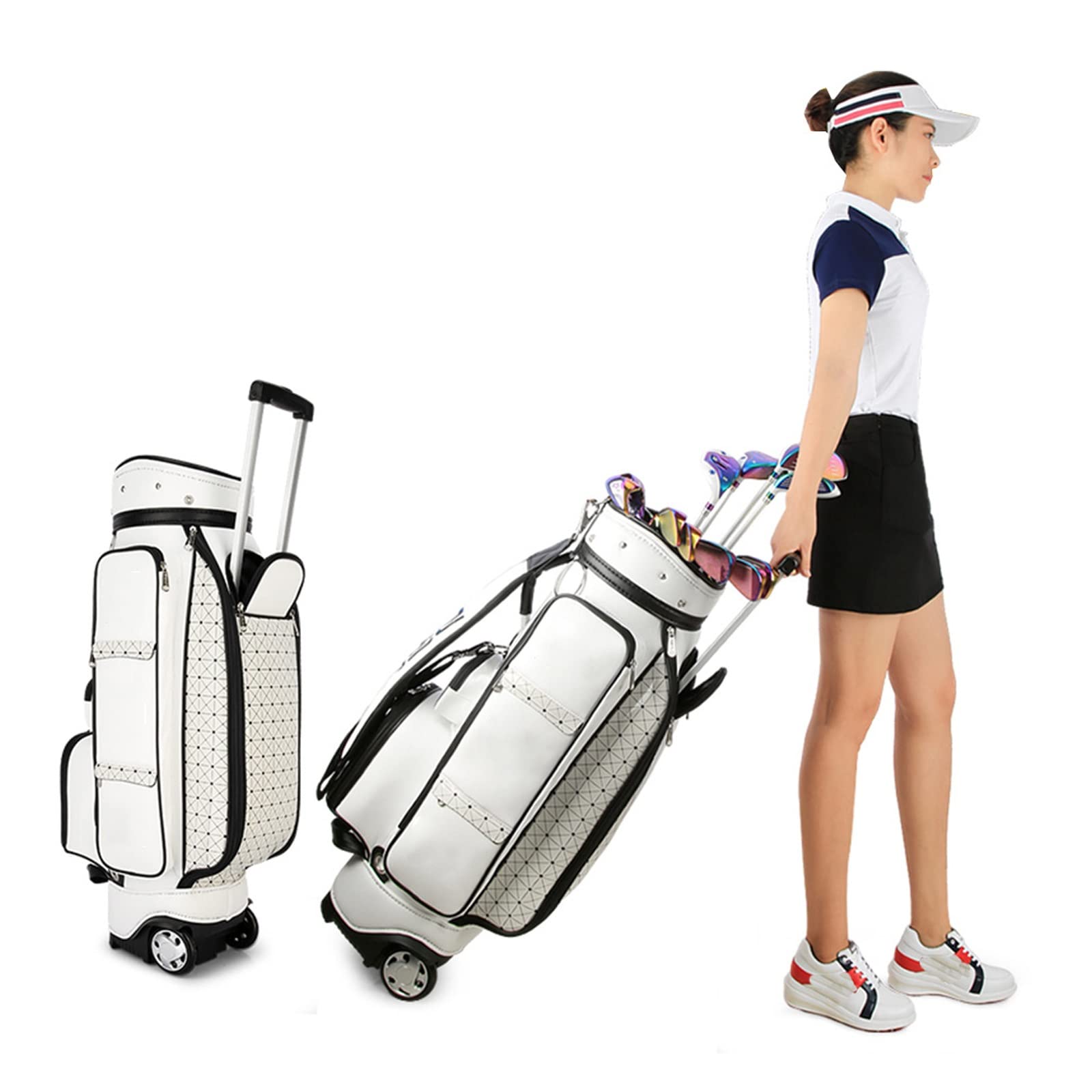 Damska torba golfowa, torby golfowe, przenośna wodoodporna torba golfowa na kółkach ze skóry PU, standardowa torba klubowa
