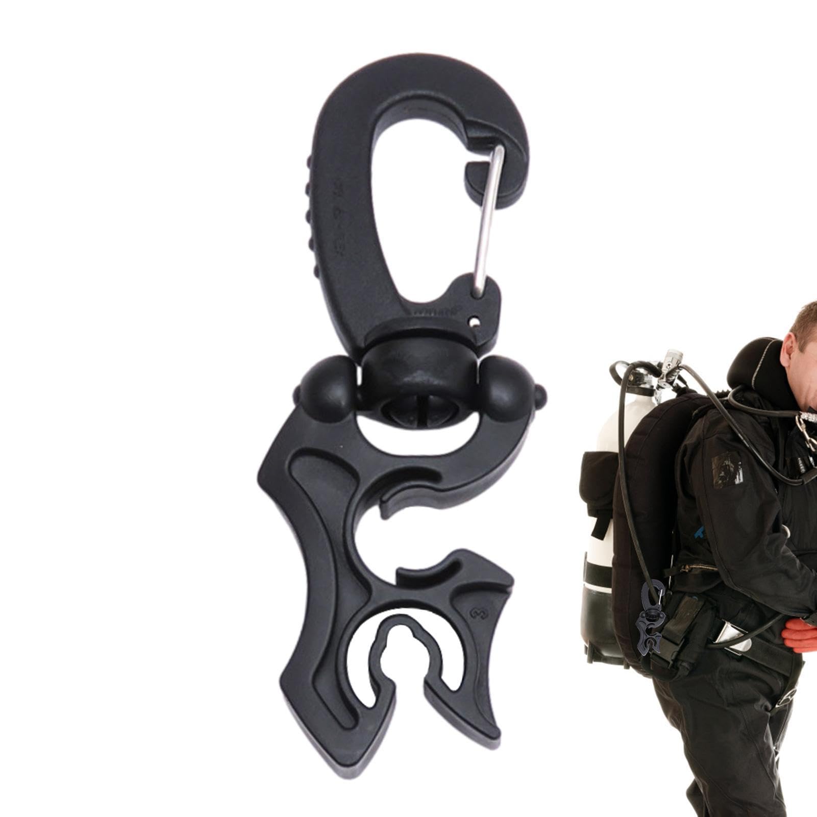 Zorq Black Upper Hole*Lower Hole=10*6Mm Diving Double Hose Clip | Snorkeling Equipment Scuba Diving Accessories | Professional Lightweight Double Bcd Dive Hose Holder Snorkeling Clip Regulator Retainer For Diving