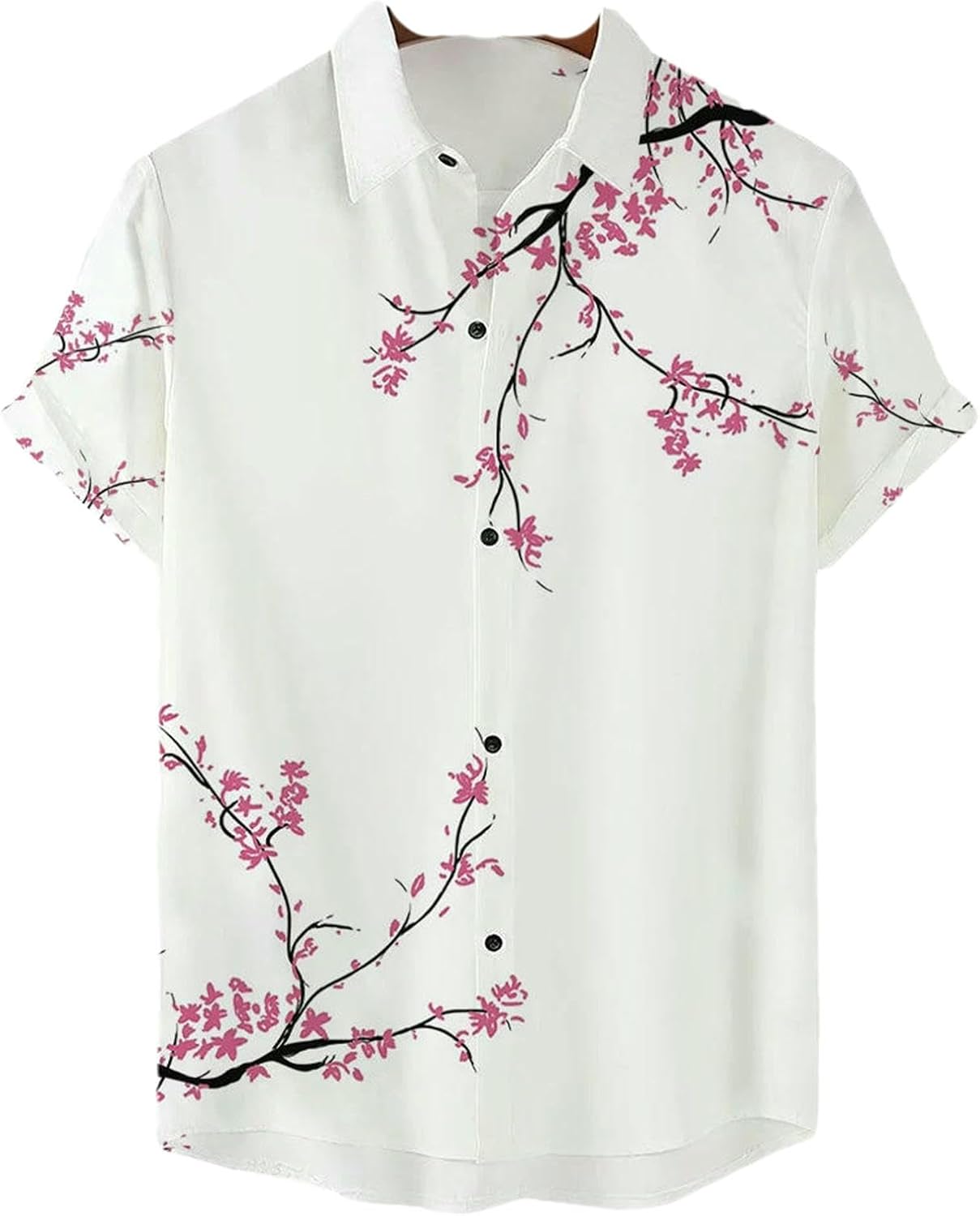 Summer Men's Floral Chinese Shirt Short Sleeve Hawaiian Shirts Men Tops Tee Man Camisa