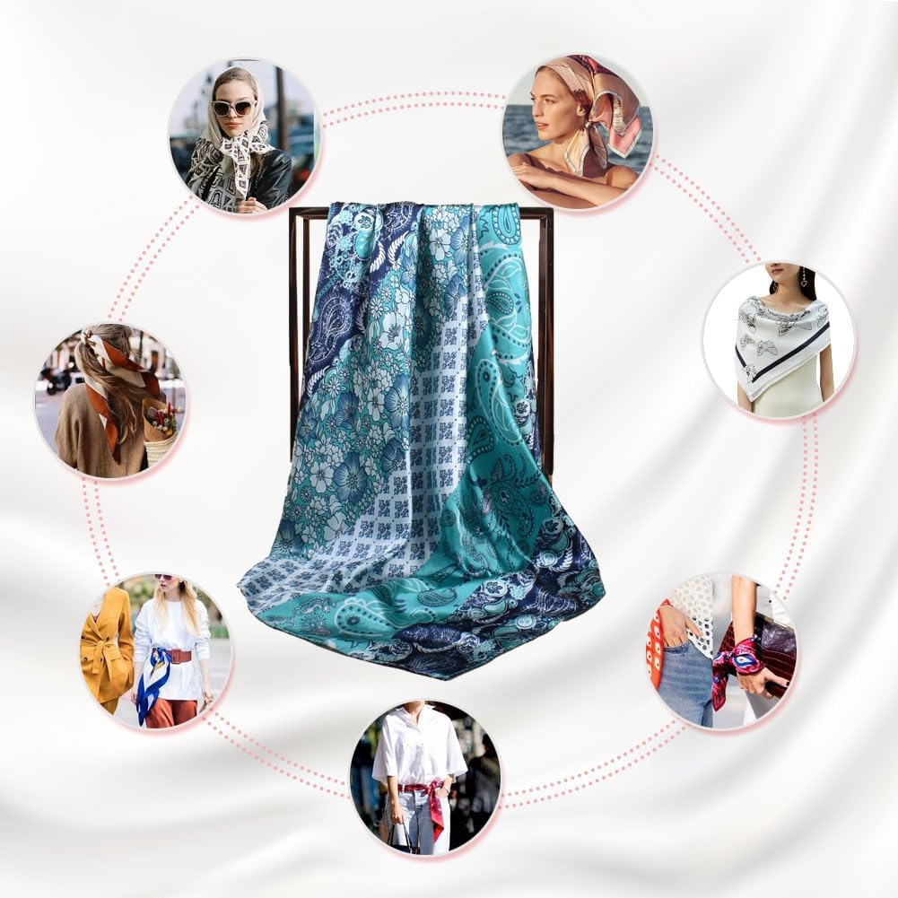 upeilxd 35” Hair Scarf for Women Satin Hair Scarves Silk Bandanas Scarf Headscarf Hair Wrapping and Sleeping - Image 6