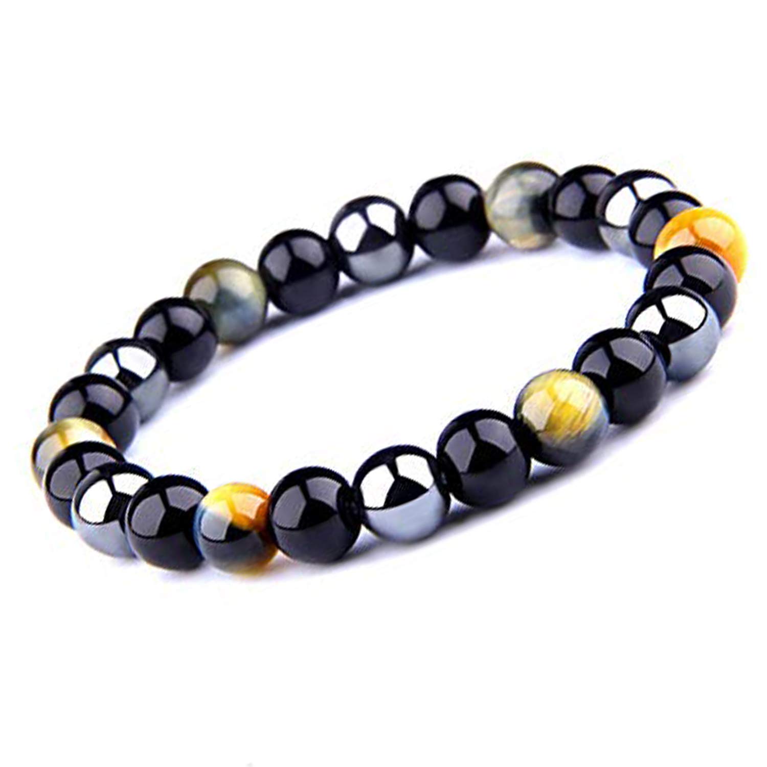 KSQS Triple Protection Bracelet,for Protection - Bring Luck and Prosperity,Hematite Beads+Black Obsidian+Tiger's Eye Stone Bracelets