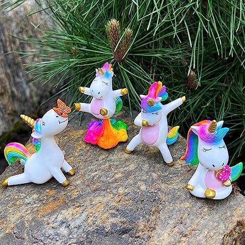 Mood Lab Miniature Unicorn Figurines Set - Funny Mini Statue Kit of 4 pcs - Unicorn Fairy Garden Accessories - Image 5