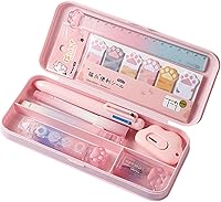 MOZXIRZ 9PCS Cute Cat Paw Pink Stationery Set - Kawaii School Office Supplies with Pens, Sharpener, Highlighter & More