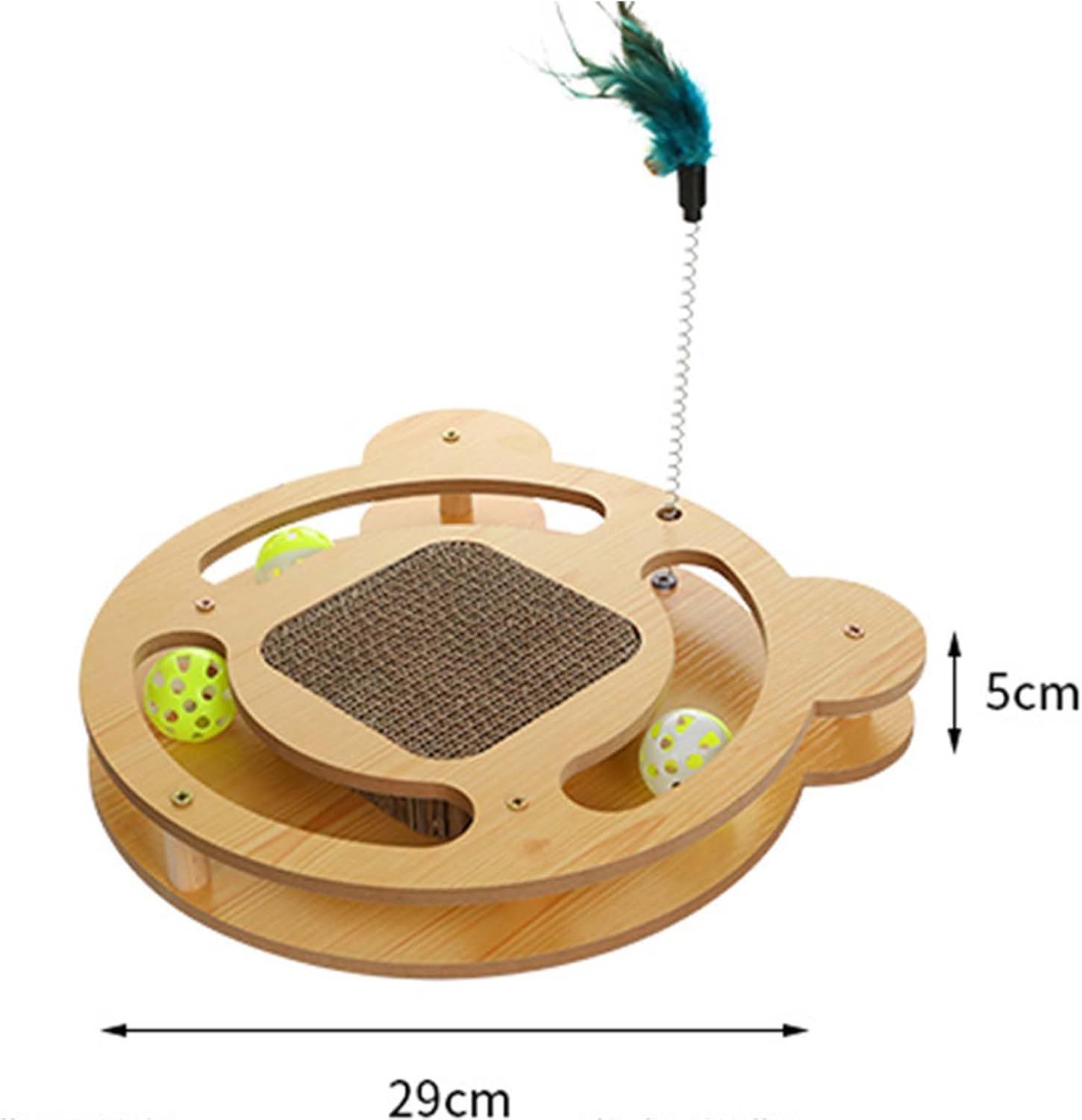 Restokki Interactive 3 in 1 Cat Turntable Toy - Scratching, Play, and Fun with Wand and Ball