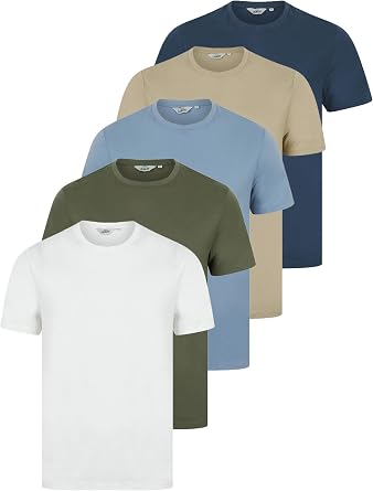 Tokyo Laundry Men's Pack of 5 Cotton Jersey Plain T-Shirt Set