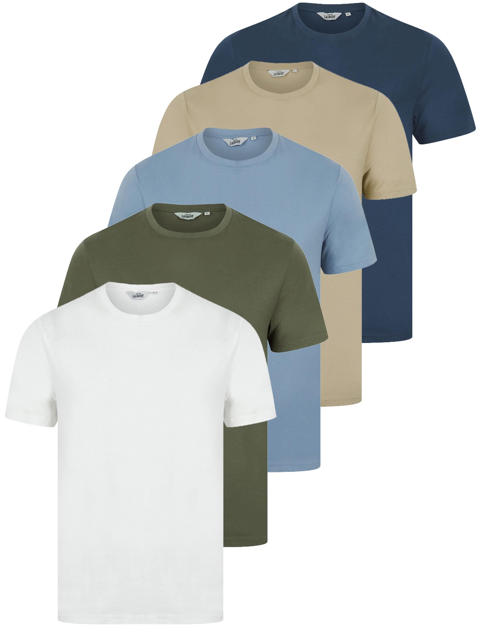 Tokyo Laundry Men's Light Blue Cotton 5-Pack Short Sleeve T-Shirts In | Size: Small