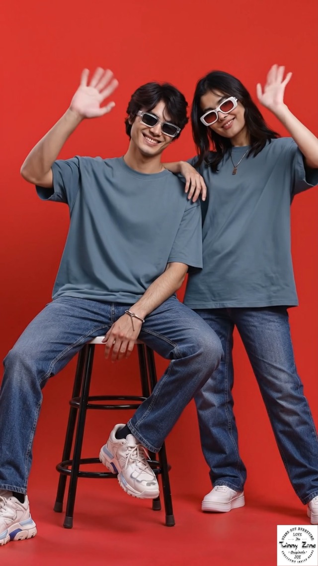 Buy Twinny Zone Couple T-Shirts Cotton | Oversized Tshirt for Men