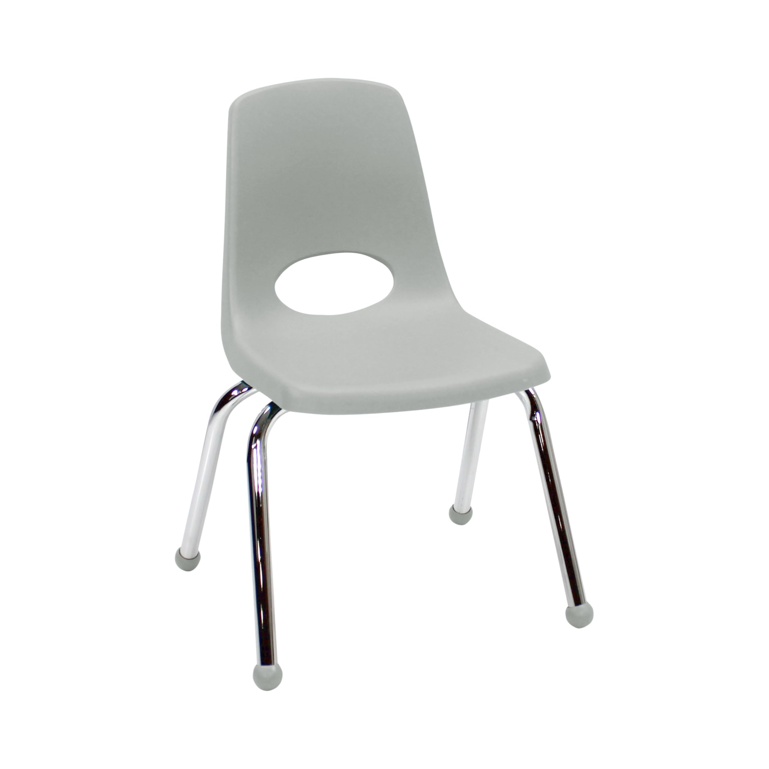 FDP 14" School Stack Chair,Stacking Student Seat with Chromed Steel Legs and Ball Glides for Classroom, Homeschool or Learning Space - Light Gray, 11557-LG