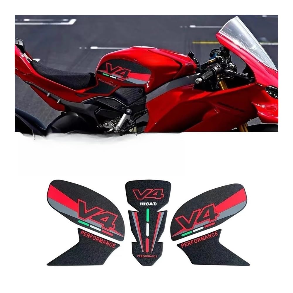 Tapis Traction réservoir d'essence Moto Tampon De Réservoir Moto Accessoires Carburant pour Panigale V4 V4S pour Street Fighter 2025 Protecteur Latéral Antidérapant pour Gaz Et Huile