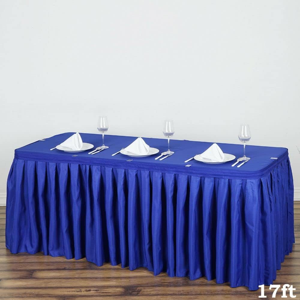 1 Pcs Royal Blue 17 Feet Polyester Pleated Table Skirt Tradeshow Wedding Supplies