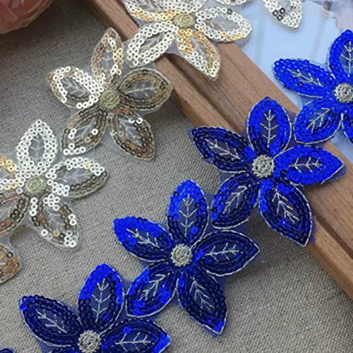 2 Yard Glitter Organza Lace Fabric Sequins Beaded Flowers Embroidered Ribbon Collar Trim Applique For Wedding Sewing #TOP2