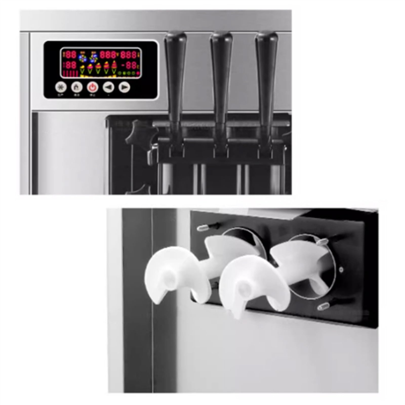 GRFIT heladera Ninja Máquinas de Helado Suave de 22-30 L/H máquina expendedora de Equipos de congelación de Cono Dulce de Escritorio Tricolor Comercial Heladera