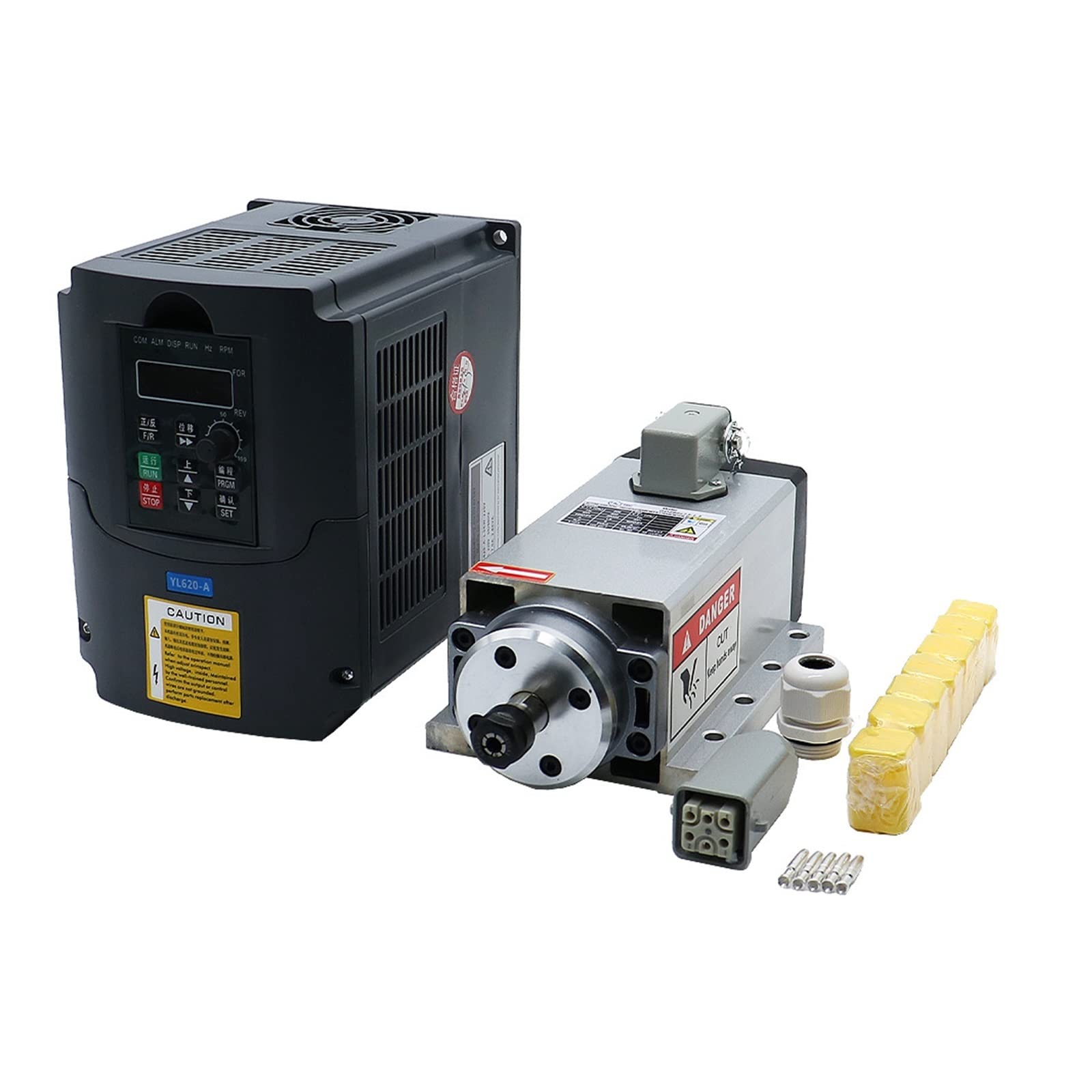 Mooilko Yl Vfd Option 6 Cnc Machine Tool Spindle 1500W 1.5Kw 24000Rpm Er11 Air Cooling Motor Vfd 7 Pcs Er11 Collets（1-7Mm） Smooth Running(Yl Vfd Option 6)
