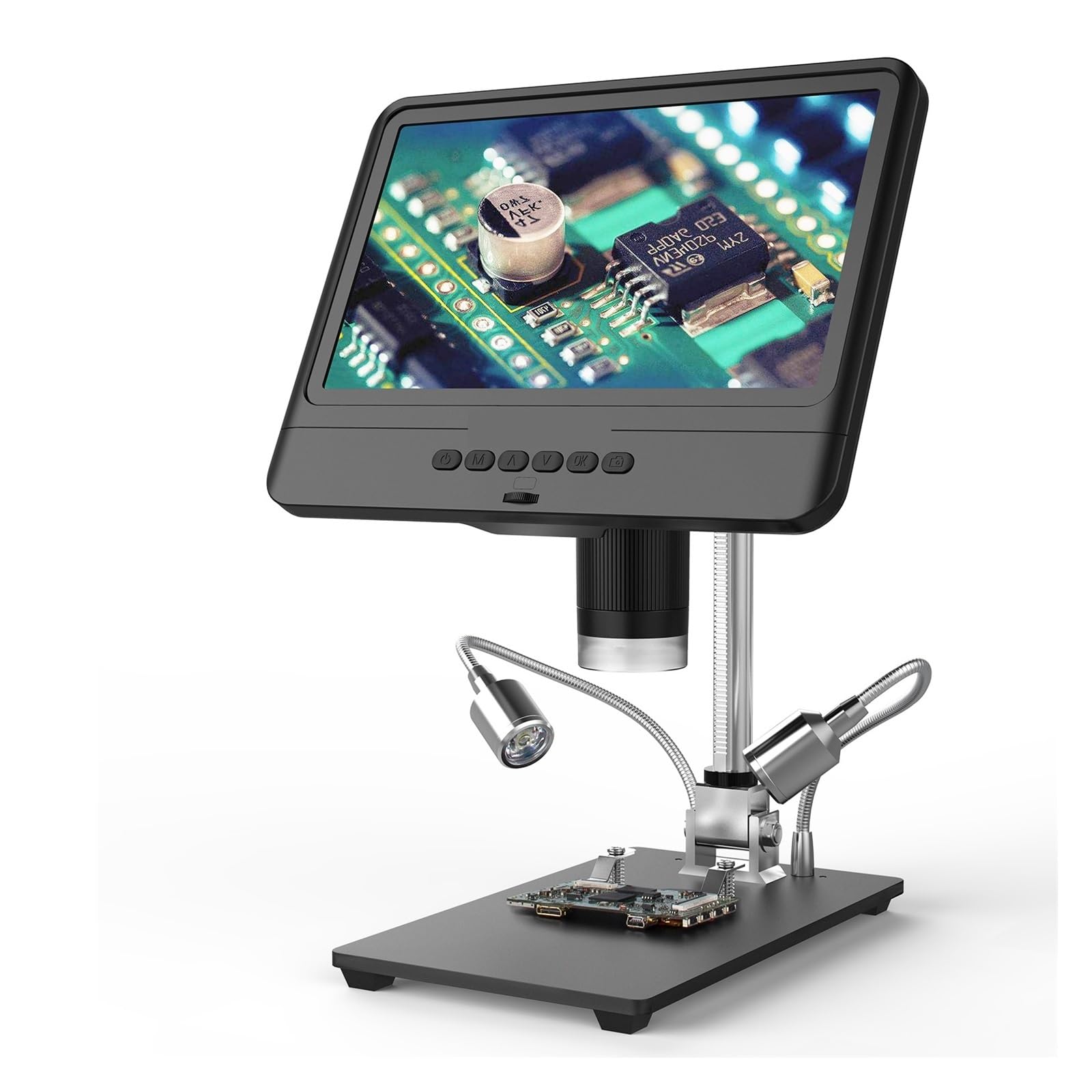 Mikroskop Elektroniczny, Mikroskop 8,5-calowy Ekran Wyświetlacza LCD 5X-1200X Cyfrowy Regulowany Zakres 1080P Z Dwoma Światłami Wypełniającymi