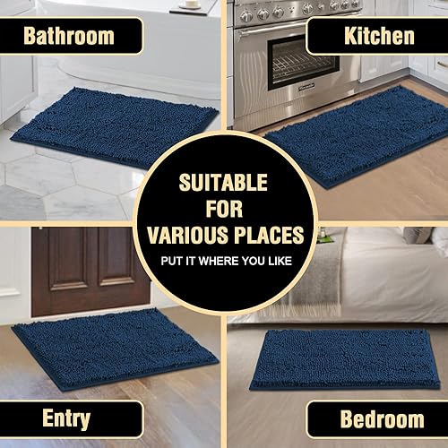 Miniatura 7 de H.VERSAILTEX - Tapete de felpilla para el baño, muy suave y absorbente, tapete antideslizante de pelo, de secado rápido, lavable y de microfibra, 17