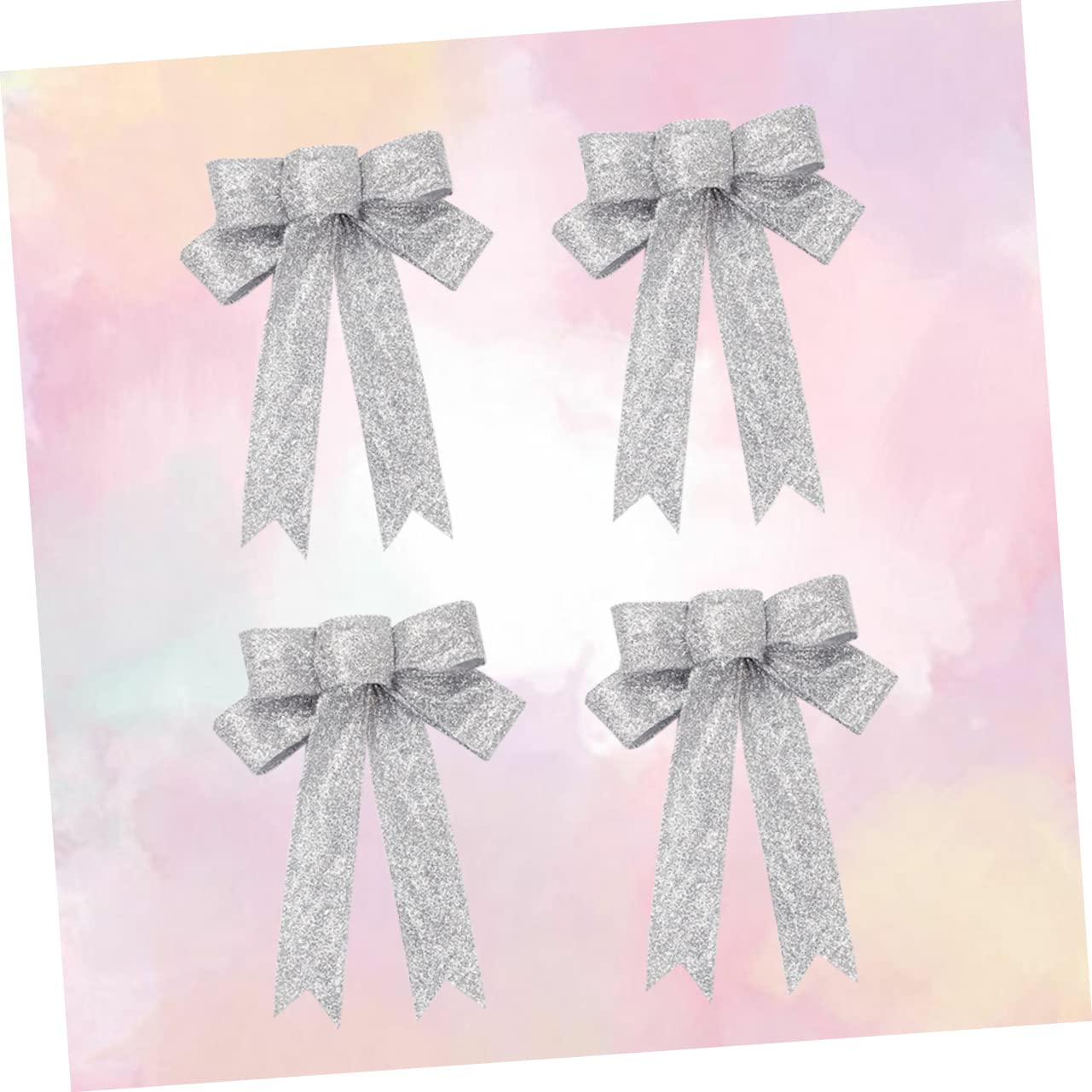 OUNONA 12 Piezas Decoraciones para Árboles De Navidad Lazos Rojos De Vacaciones Lazos Navideños Artesanales Lazo De Guirnalda De Navidad Lazo De Plata De Navidad Lazo De Árbol De Navidad
