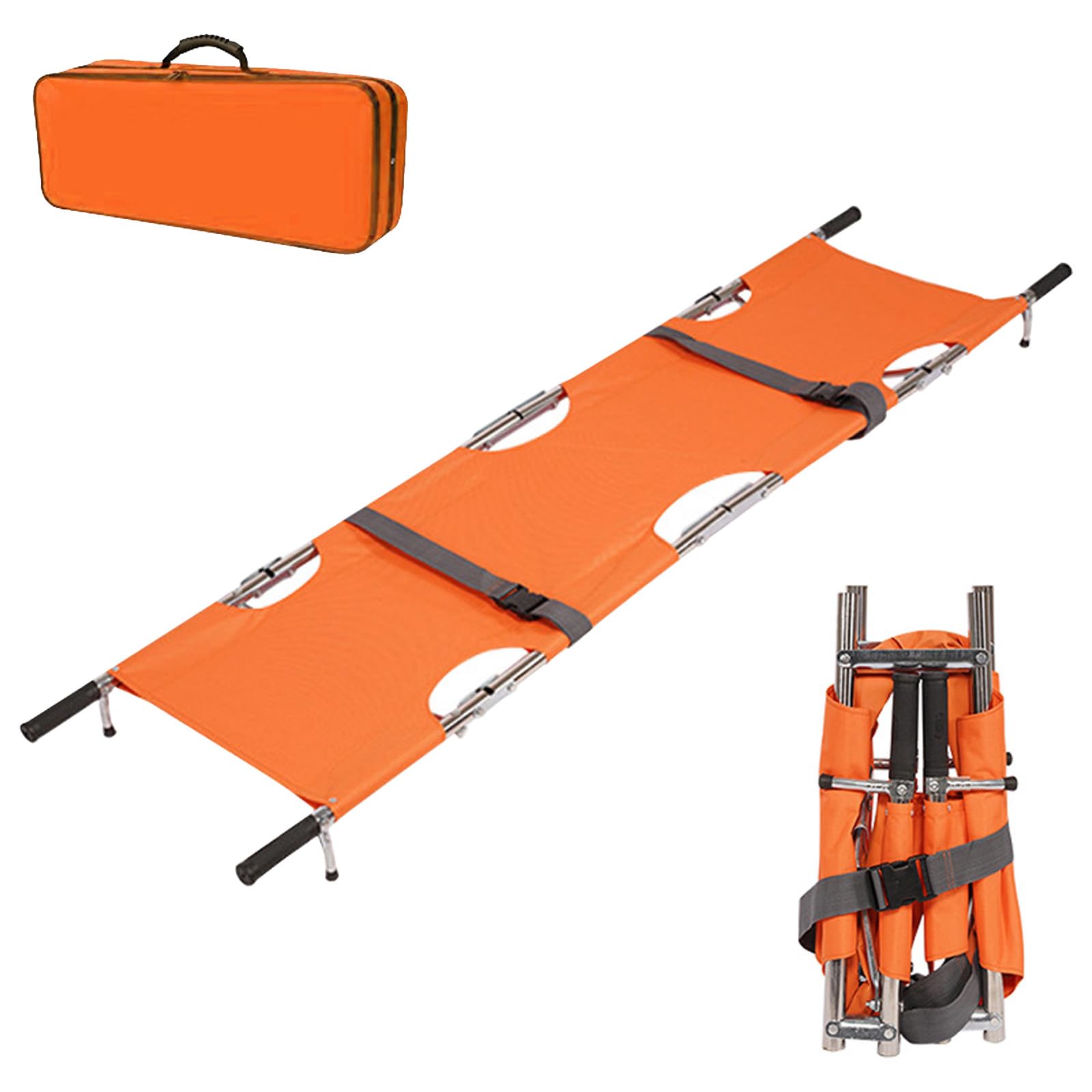 Barella Portatile di Salvataggio, 210 * 54 cm Barella Pieghevole con Borsa Portaoggetti per Soccorso Alpino e Trasporto a Lunga Distanza(Arancione)