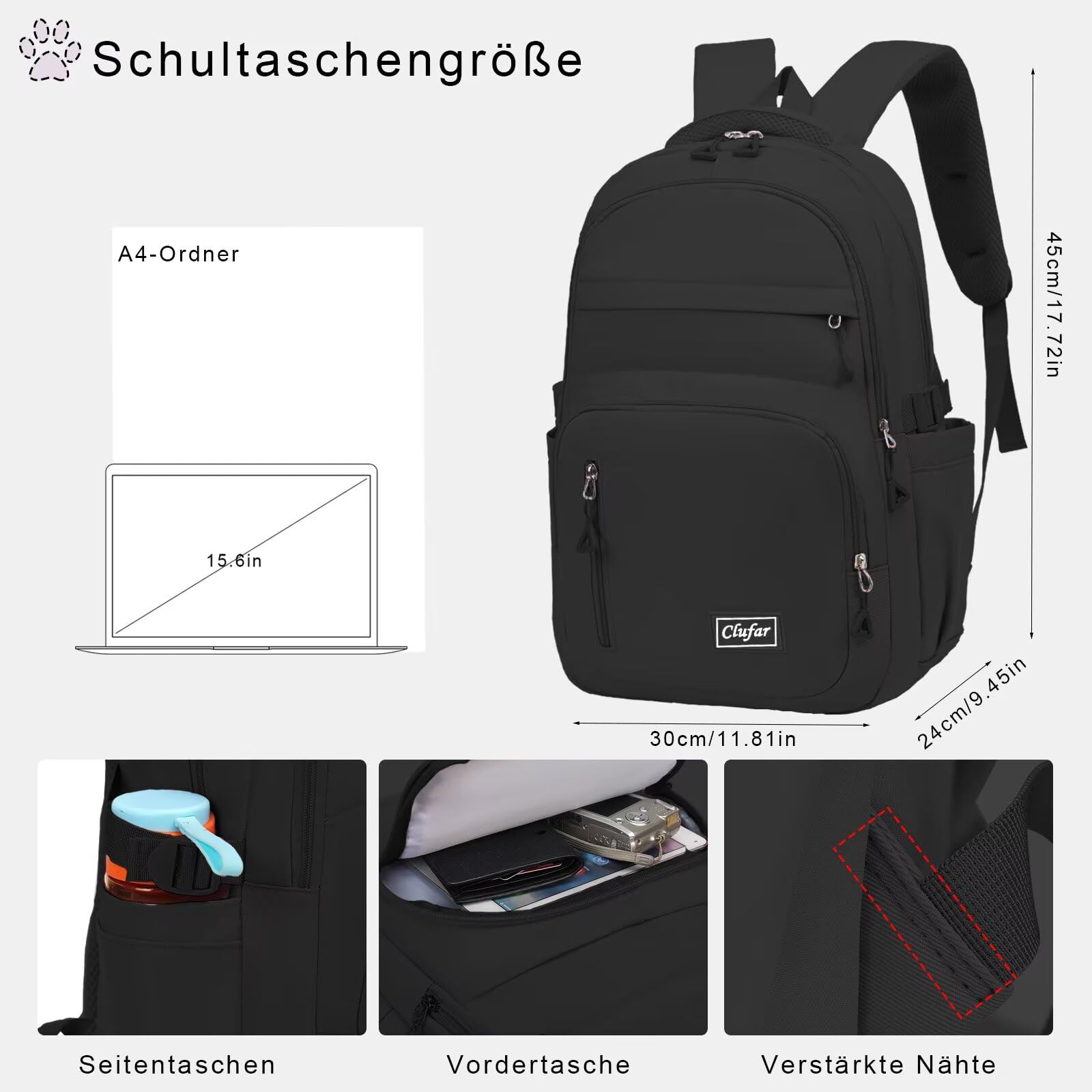 Schulrucksack Teenager Mädchen Jungen Schulranzen Leicht Rucksack Schule Schultasche Komfortabel School Bag Laptop Rucksack Backpack Multi-Tasche Schulrucksäcke Wasserdicht Groß