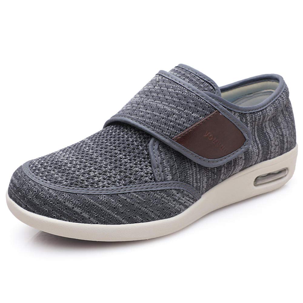Scarpe larghe in memory foam, fondo morbido può regolare le vecchie scarpe; piedini antiscivolo di grandi dimensioni grigio scuro_41, comode scarpe da artrite edema
