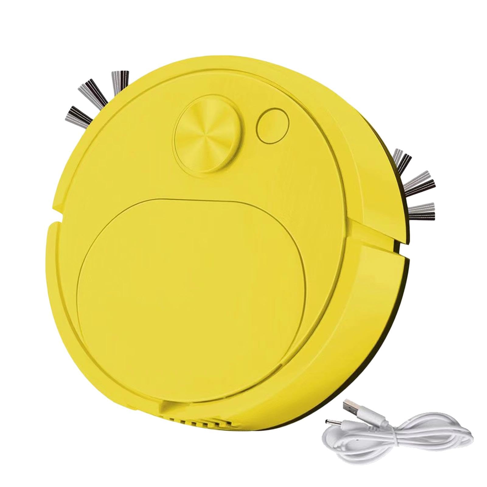 Robot Vacuum Cleaner - Robovac, Super Thin Robot Hooverr, Small Robotic Vacuum | Strong Suction Charging Robotic Vacuums, Cordless Floor Cleaner, Smart Vacuum Cleaner for Floor Carpet (Yellow)